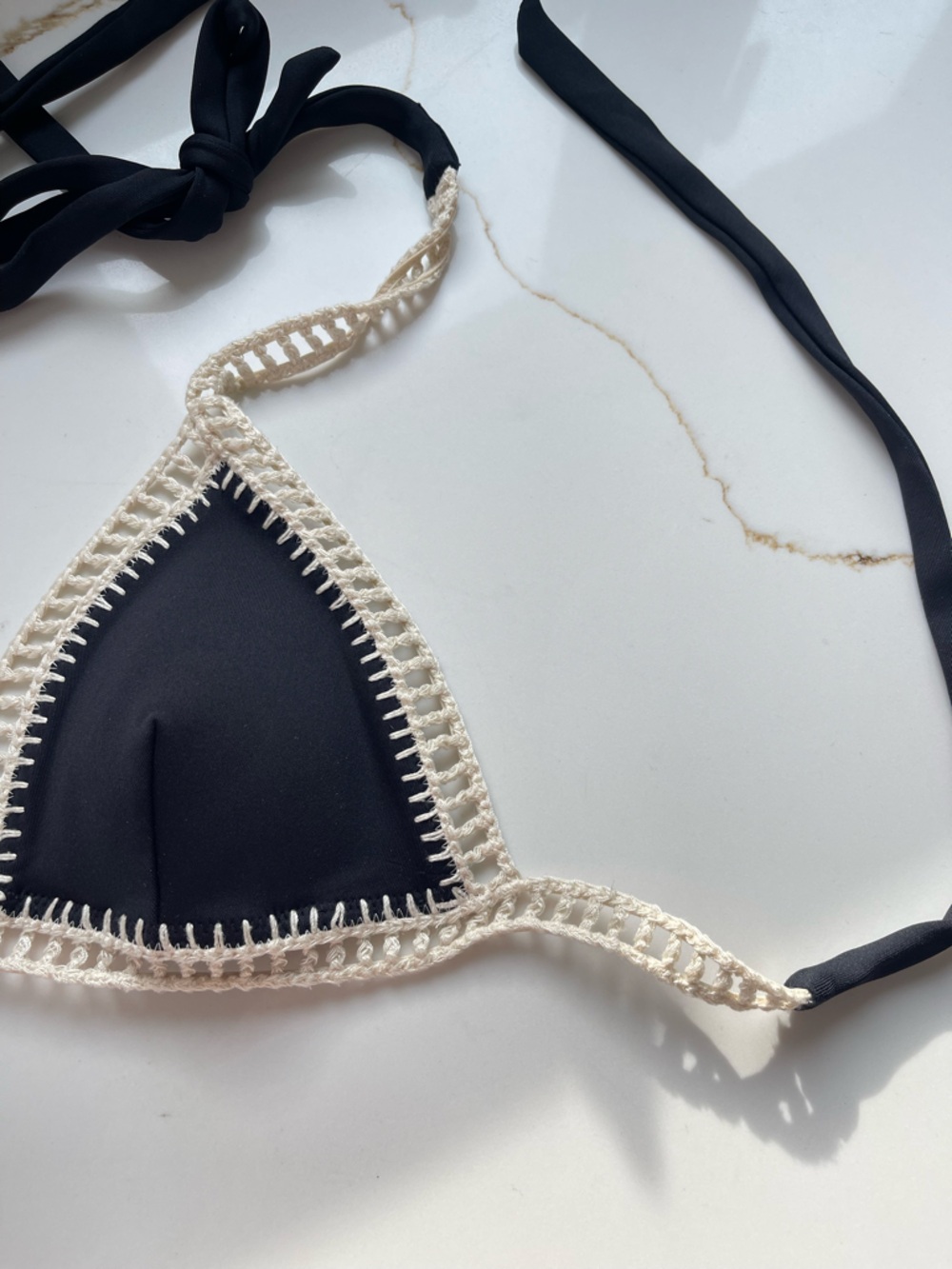 Victoria's Secret Black Crochet Bikini Top small - Picture 2 of 5
